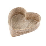 Heart Seagrass Basket, White