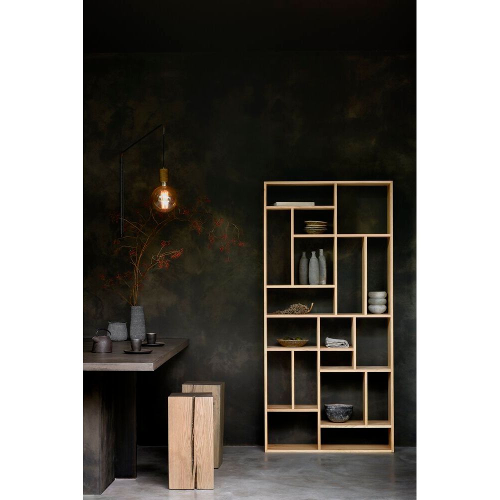 Featuring M Oak Rack by Ethnicraft at Amethyst Home. The Mondrian-inspired M rack is based on the Dutch painter's famous grid of vertical and horizontal lines.Weight : 172 lbs Dimensions: 12" W x 41" L x 86.5" H.  Amethyst Home provides interior design, new home construction design consulting, vintage area rugs, and lighting in the Portland metro area.