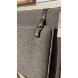 Featuring Leigh Upholstered Bed - San Remo Ash by Four Hands at Amethyst Home. The black straps on this Leigh San Remo Ash Upholstered Bed give any bedroom a stylish, modern look. 
Queen Size: 65"W x 84.5"L x 60.25"HKing Size: 80.75"W x 84.5"L x 60.25"H
Colors: San Remo Ash, Distressed Black, Waxed Black (pc)Materials: 100% Polyester, 85% Pl, 15% Pu, Iron. Amethyst Home provides interior design, new home construction design consulting, vintage area rugs, and lighting in the Washington metro area.