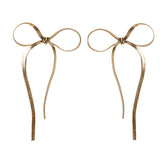 Maxi Gold Duster Bow Holiday Statement Earrings