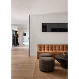 This round ottoman of textural upholstery can be placed just about anywhere, bringing with it a hip retro vibe.Overall Dimensions: 22.00"w x 22.00"d x 18.50"hWeight : 13.23 lbsMaterials : 60% Acrylic, 33% Cotton, 7% Polyester, Solid Parawood, 100% Polyester Amethyst Home provides interior design, new home construction design consulting, vintage area rugs, and lighting in the Seattle metro area.