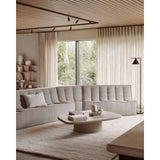 Featuring N701 Ecru 45° Round Corner Modular Sofa Piece by Ethnicraft at Amethyst Home. The N701 sofa is an inviting design that oozes comfort and relaxation. By combining the different modules and sizes, you have unlimited possibilities when it comes to creating your own unique setting.Weight : 30 lbs Dimensions: 39" W x 33" L x 30" H.  Amethyst Home provides interior design, new home construction design consulting, vintage area rugs, and lighting in the Houston metro area.