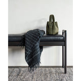 Featuring Jack Black Leather Mahogany Dark Brown Bench by Ethnicraft at Amethyst Home. Alluring from every angle, luxuriant shapes and curves form the basis of the Jack collection. This bench's clean lines are inspired by Scandinavian modernism, reinforcing a classic, vintage, feel that can be passed on to generations ahead.Weight : 31 lbs Dimensions: 16.5".  Amethyst Home provides interior design, new home construction design consulting, vintage area rugs, and lighting in the Portland metro area.