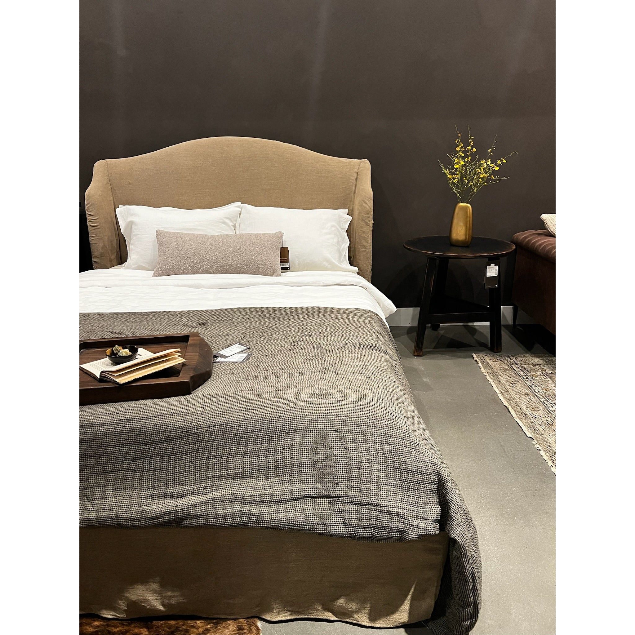 Featuring Meryl Broadway Canvas Slipcover Bed by Four Hands at Amethyst Home. Inspired by the curved silhouette of the camel-back sofa, this classic shape is updated with the casual look of a slipcover. Slipcovered styles are fully removable and machine-washable for easy care.KingOverall Dimensions: 86.50"w x 89.00"d x 52.50"hWeight: 217.59 lbsQueenOverall Dim. Amethyst Home provides interior design, new home construction design consulting, vintage area rugs, and lighting in the Boston metro area.