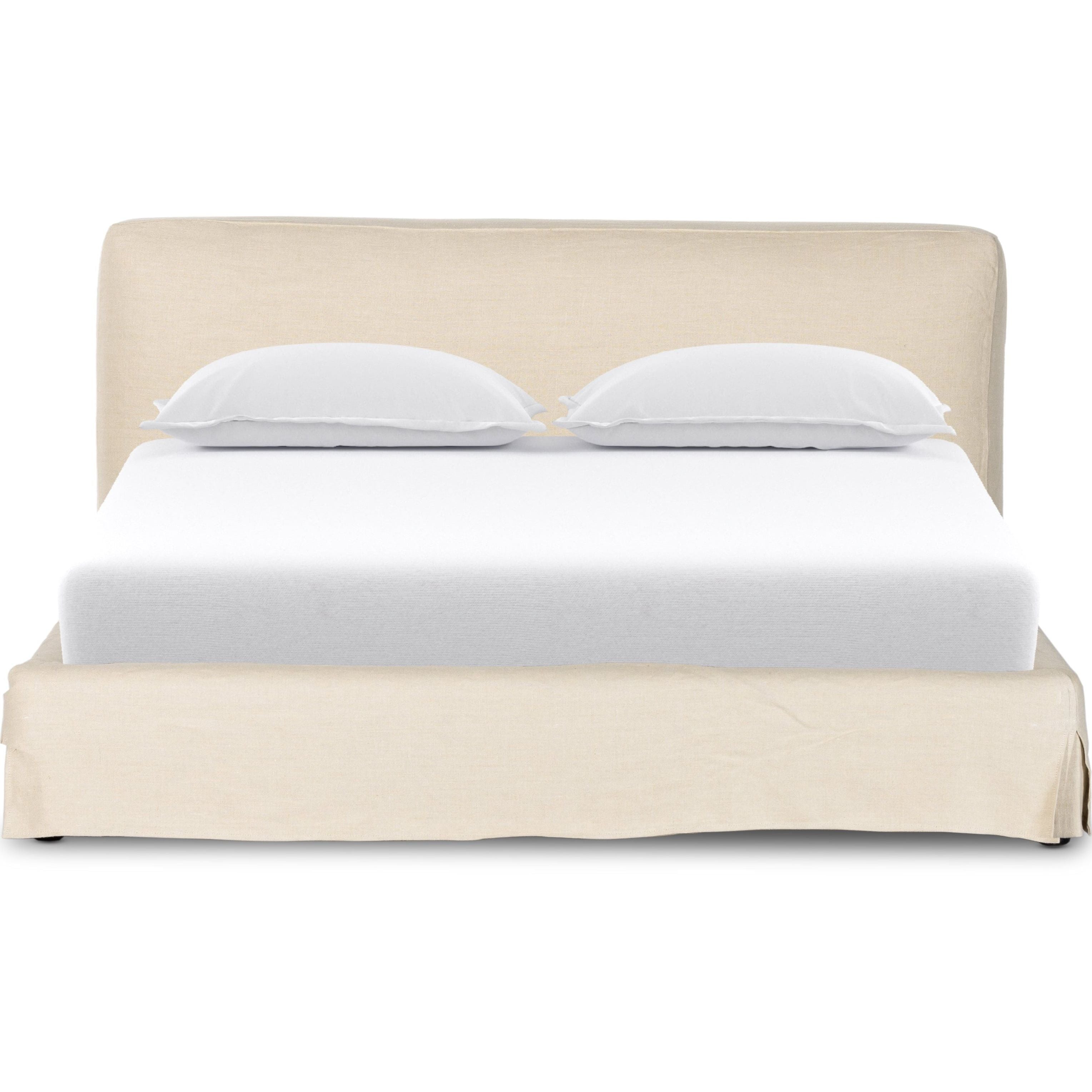 Featuring Aidan Natural Slipcover Bed by Four Hands at Amethyst Home. Dreamy European style slipcovered bed in a thick Belgian linen.  Low profile and timeless appeal.
Durable and soft to the touch, Libeco-sourced linens and linen blends are artisan-made without toxic chemicals. Slipcovered styles are fully removable and machine-washable for easy care.
King: Overall Dimensions: 84.25"W. Amethyst Home provides interior design, new construction, custom furniture and area rugs in the Miami metro area