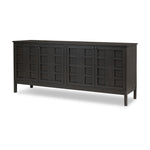 Featuring Alessio Smoked Black Sideboard by Four Hands at Amethyst Home. A smoked black finish plays up natural wood grain, while grid-like patterned doors bring dimension to clean lines. Interior shelving awaits storage of serveware, table linens and more.Overall Dimensions: 82.00"w x 20.00"d x 34.75"hWeight : 203.93 lbsMaterials : Solid Oak, Thick Oak Veneer. Amethyst Home provides interior design, new construction, custom furniture, and area rugs in the Houston metro area