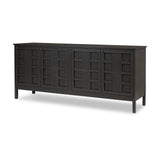 Featuring Alessio Smoked Black Sideboard by Four Hands at Amethyst Home. A smoked black finish plays up natural wood grain, while grid-like patterned doors bring dimension to clean lines. Interior shelving awaits storage of serveware, table linens and more.Overall Dimensions: 82.00"w x 20.00"d x 34.75"hWeight : 203.93 lbsMaterials : Solid Oak, Thick Oak Veneer. Amethyst Home provides interior design, new construction, custom furniture, and area rugs in the Houston metro area