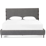 Featuring Anderson Knoll Charcoal Bed by Four Hands at Amethyst Home. Bring texture into play. Upholstered in a performance fabric in a grey boucle for Knoll Charcoal, with decorative leather straps adding a material-driven touch with contrast. Standard box spring required.
Sizes:
King : 81.50"W x 85"L x 55"HInterior dimensions for a  king mattress: 76.75" x 80.75" x 2"
Queen : 65.75"W x 85. Amethyst Home provides interior design services, furniture, rugs, and lighting in the Charlotte metro area.