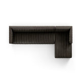 Featuring Augustine Deacon Wolf 2-Piece Sectional by Four Hands at Amethyst Home. A dramatically channeled sofa wrapped in a dark top-grain leather creates a mature, clean look inspired by modern menswear. Two-piece sectional with right arm-facing chaise, perfectly sized for smaller spaces.Left ChaiseOverall Dimensions: 126.00"w x 64.00"d x 26.50"hWeight: 189.59 lbsRight ChaiseOve. Amethyst Home provides interior design, new construction, custom furniture, and area rugs in the Calabasas metro area