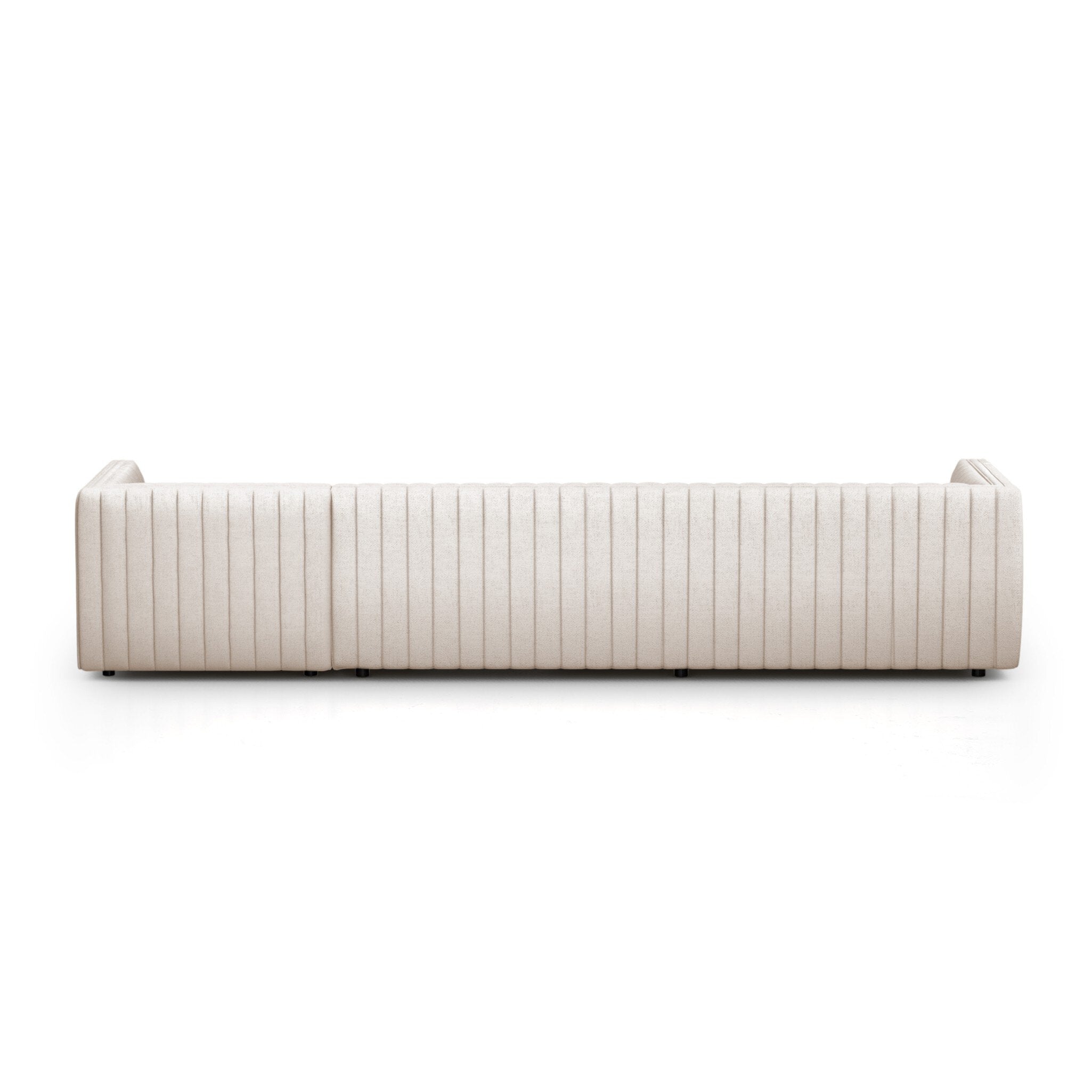 Featuring Augustine Dover Crescent 2-Piece Sectional by Four Hands at Amethyst Home. A dramatically channeled sofa with white linen-blend upholstery offers a crisp, clean look and sumptuous sit. Two-piece sectional with right arm-facing chaise, sized for larger spaces.Left ChaiseOverall Dimensions: 126.00"w x 64.00"d x 26.50"hWeight: 189.59 lbsRight ChaiseOverall Dimensions: 126.0. Amethyst Home provides interior design, new construction, custom furniture, and area rugs in the Park City metro area