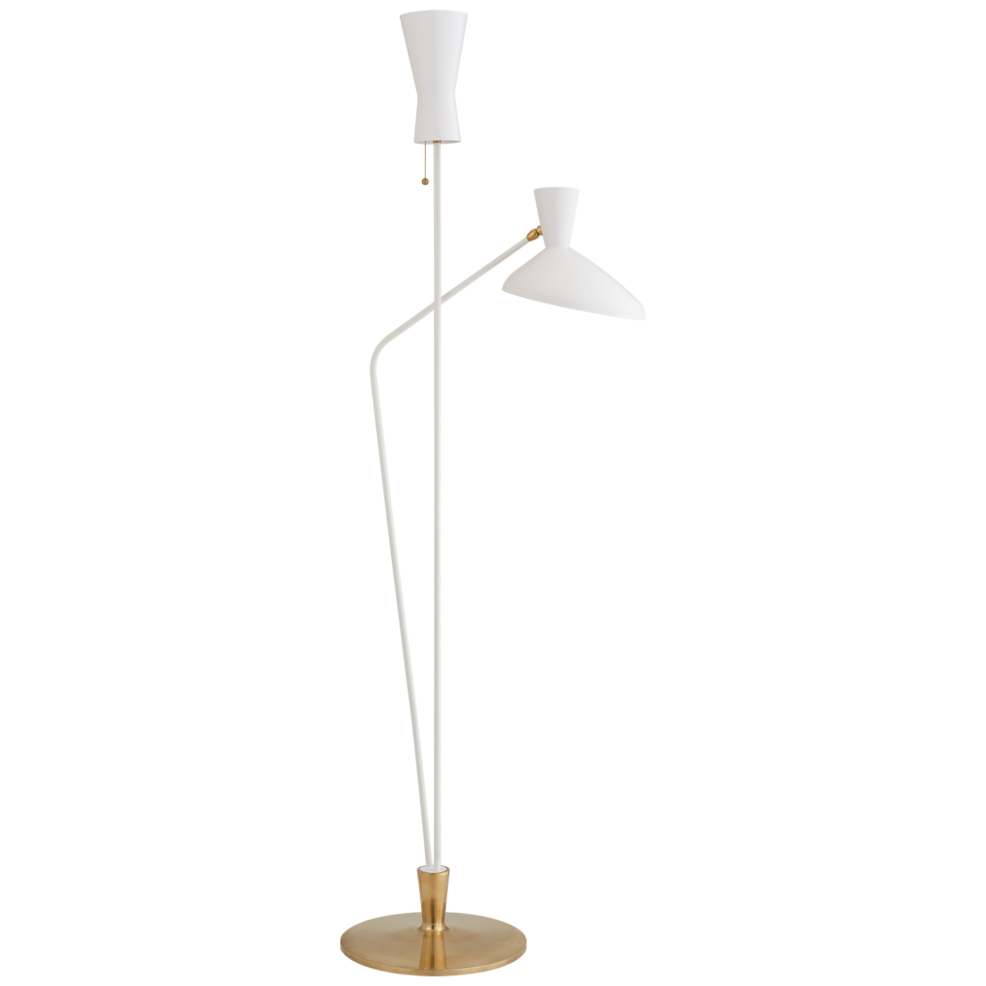 Featuring Austen Large Dual Function Matte White Floor Lamp by Visual Comfort at Amethyst Home. The mid-century modern Austen by AERIN elegantly blends different geometric shapes into streamlined, versatile pieces meant to illuminate various interiors, adjustable for an entire room or focused on a tabletop or desk.
Overall Dimensions: 14" L x 14" W x 70.25" H
Weight: 24 lbs.. Amethyst Home provides interior design, new construction, custom furniture, and area rugs in the Dallas metro area