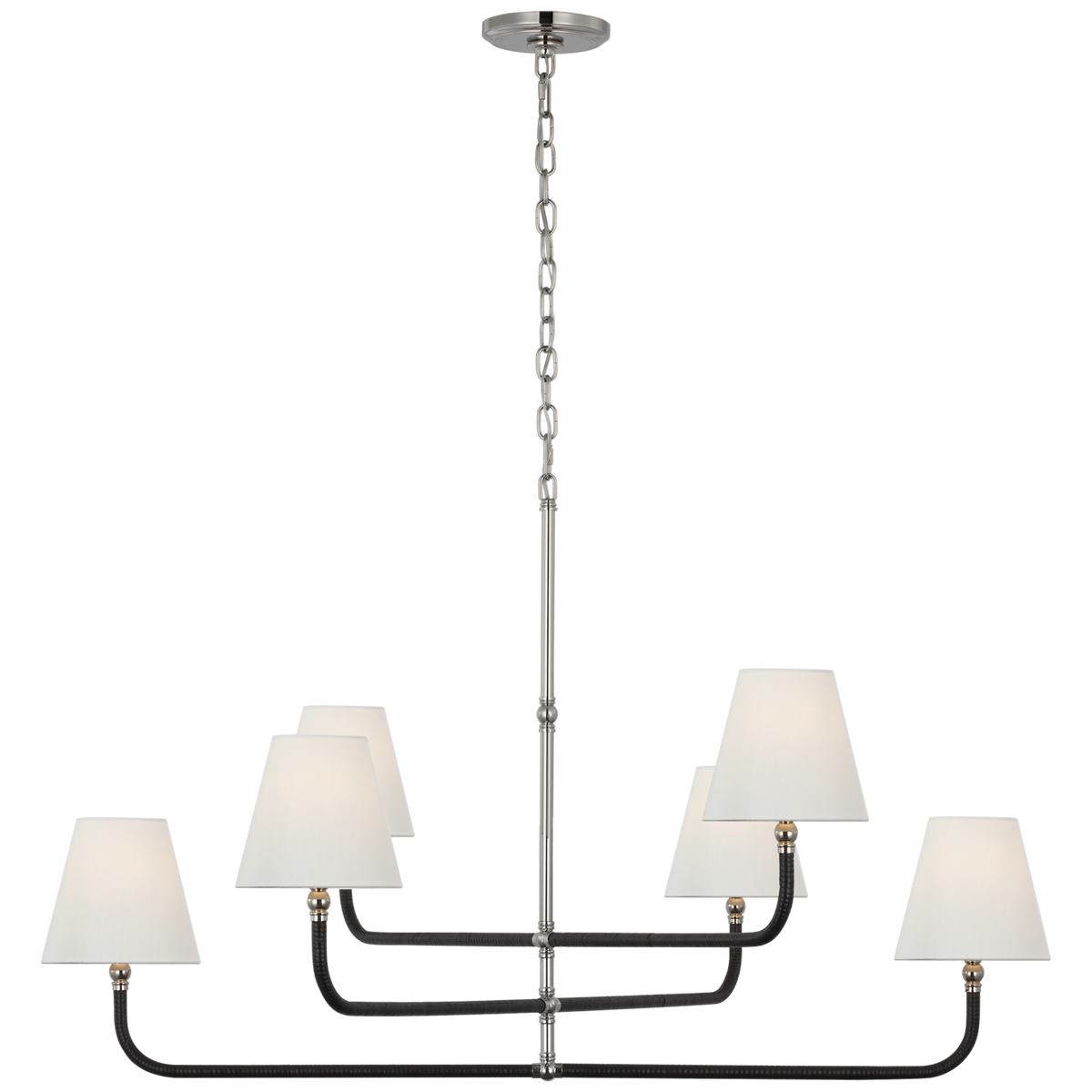 Basden Extra Large Three Tier Chandelier Polished Nickel and Black Rattan | ready to ship!