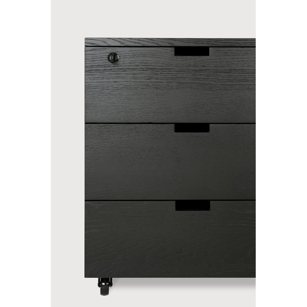 Featuring Billy Varnished Oak Black Drawer Unit by Ethnicraft at Amethyst Home. Organise your work space with the Billy drawer unit in solid oak. It features three soft-closing drawers and easy access thanks to the handy wheels. On its own or under a desk, it is the simple staple every office needs.Weight : 75 lb Dimensions: 22.5 in W x 20 in L x 24.5 in HBrushed : YesCollection : Bil. Amethyst Home provides interior design, new construction, custom furniture, and area rugs in the Tampa metro area