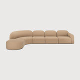 Featuring Bulky Light Sepia Semi-Circle Left Modular Sofa Set by Ethnicraft at Amethyst Home. The Bulky celebrates simplicity and versatility in one cohesive form. Its mono-volume design, softened by rounded corners and accentuated with subtle stitching details, lends understated elegance to any space. The clean silhouette pairs with luxurious upholstery and thoughtful contours to. Amethyst Home provides interior design, new construction, custom furniture, and area rugs in the San Diego metro area