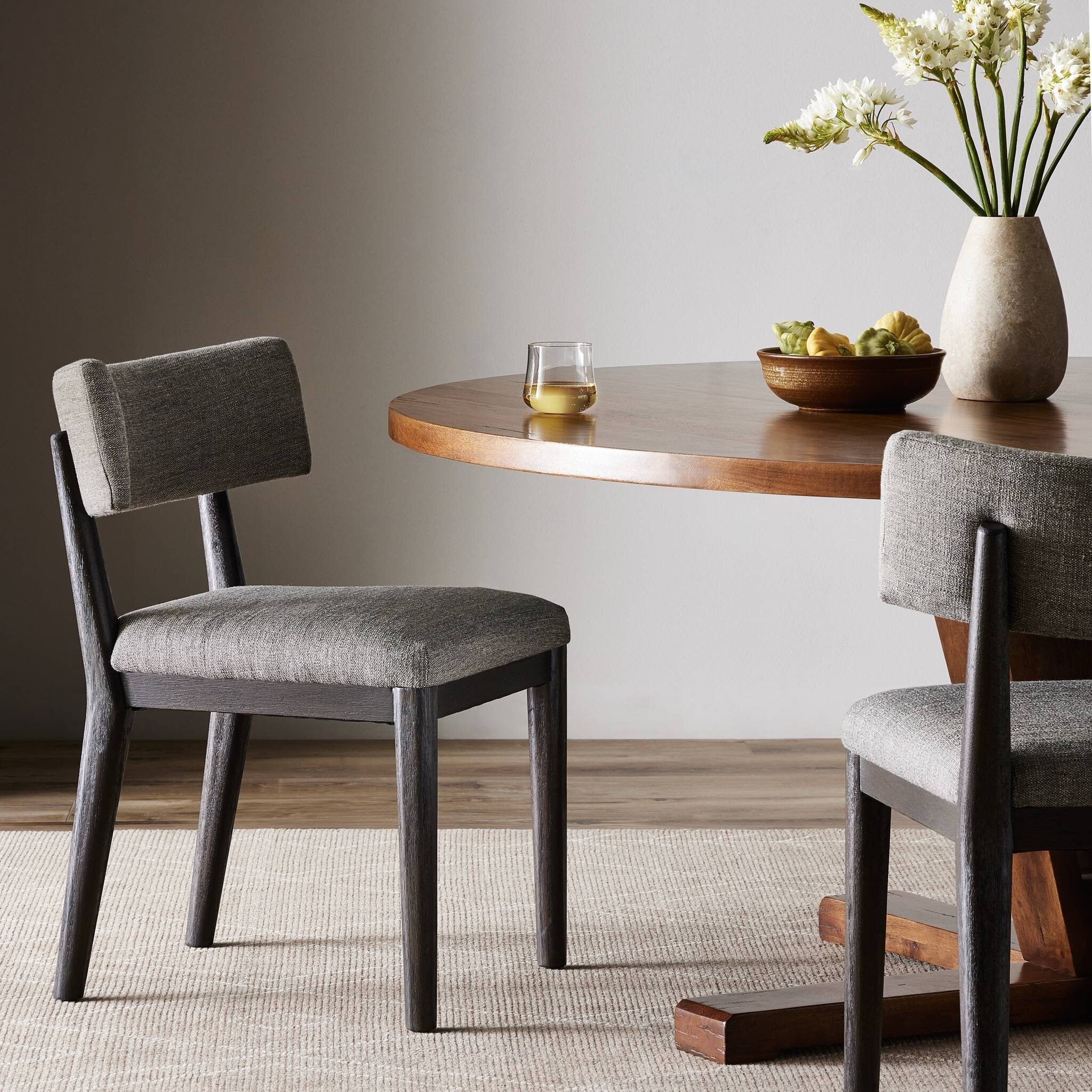 Featuring Cardell Alcala Nickel Dining Chair by Four Hands at Amethyst Home. Burnt parawood forms a curved barrel back for a shapely take on everyday dining, with textural fabric that moves between styles with ease.Overall Dimensions: 24.00"w x 22.50"d x 32.50"hWeight : 16.53 lbsMaterials : 70% Polyester, 20% Viscose (Rayon), 10% Flax/Linen, Solid Parawood, Poplar Plywood. Amethyst Home provides interior design, new construction, custom furniture, and area rugs in the Des Moines metro area