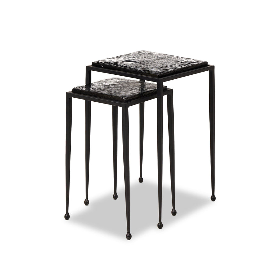 Dexter Smoked Black Cast Glass Nesting Tables