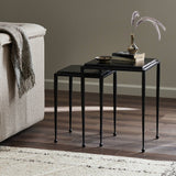 Featuring Dexter Smoked Black Cast Glass Nesting Tables by Four Hands at Amethyst Home. Embrace the mysterious with the Dexter smoked glass nesting tables.  Beautiful smoked glass gives a warm modern vibe while being practical.Overall Dimensions: 16.25"w x 16.25"d x 21.00"hWeight : 52.91 lbsMaterials : Cast Glass, Iron. Amethyst Home provides interior design, new construction, custom furniture, and area rugs in the Portland metro area