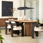 Featuring Dabney Dining Table by Dovetail at Amethyst Home. Expertly crafted from high-quality materials, the Dabney Dining Table is a versatile and stylish addition to any dining area. Its sleek design and sturdy construction make it the perfect choice for hosting family meals or entertaining guests. Elevate your dining experience with this exceptional tabl. Amethyst Home provides interior design, new home construction design consulting, vintage area rugs, and lighting in the Portland metro area.