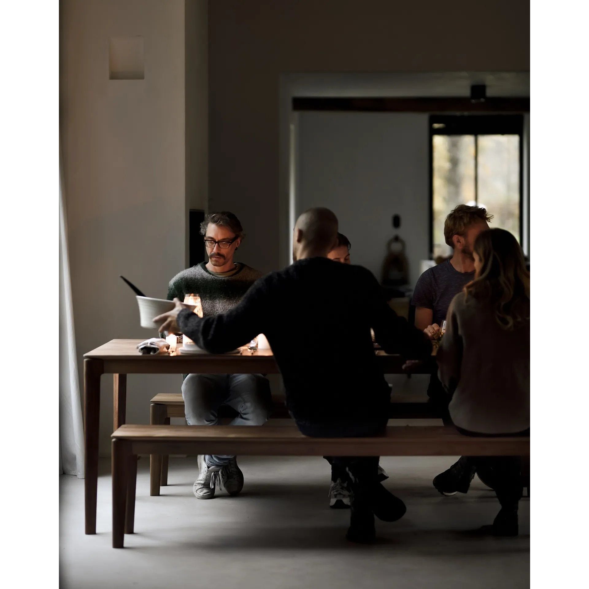 Featuring Bok Teak Bench by Ethnicraft at Amethyst Home. Reminiscent of a goat's curved horns, the Bok collection combines sculptural elegance and contemporary crafting into a graceful and airy form. The Bok bench will pair perfectly with the Bok dining table. But also, as a stand-alone against a wall, in a hallway, or at the end of a bed.Adjustable Feet : . Amethyst Home provides interior design, new home construction design consulting, vintage area rugs, and lighting in the Nashville metro area.