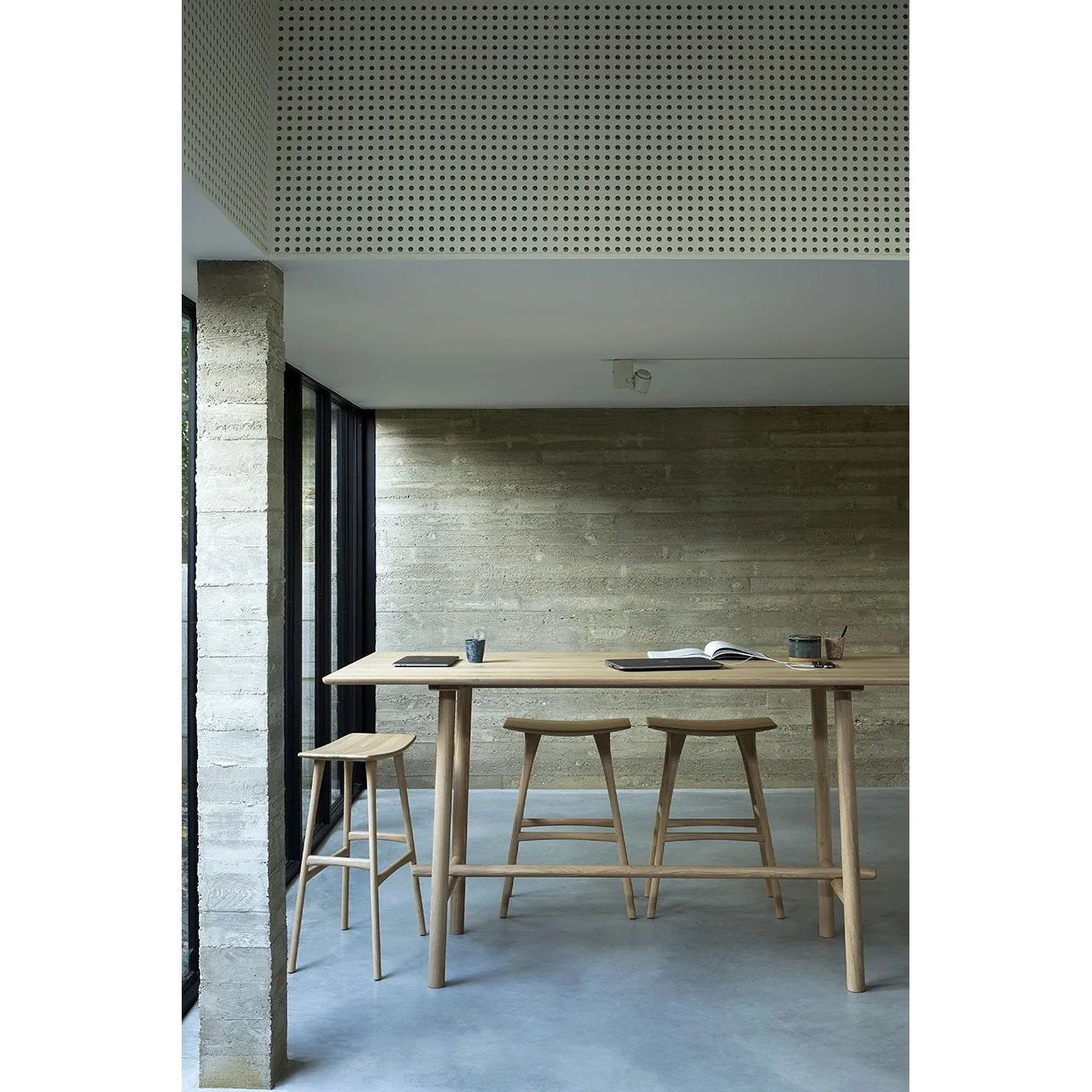 Featuring Oak Osso Bar Stool by Ethnicraft at Amethyst Home. We love the versatility of this Oak Osso Bar Stool.  A sleek piece to add in your bar area, kitchen island, or a standing desk stool. 
Dimensions: 22.5"w x 13"d x 31.5"hSeat Height: 30.5"
Material: Oak, 100% Solid WoodFinish: Varnished
For regular dusting use a dry cloth. For cleaning or in case of a. Amethyst Home provides interior design, new home construction design consulting, vintage area rugs, and lighting in the Dallas metro area.