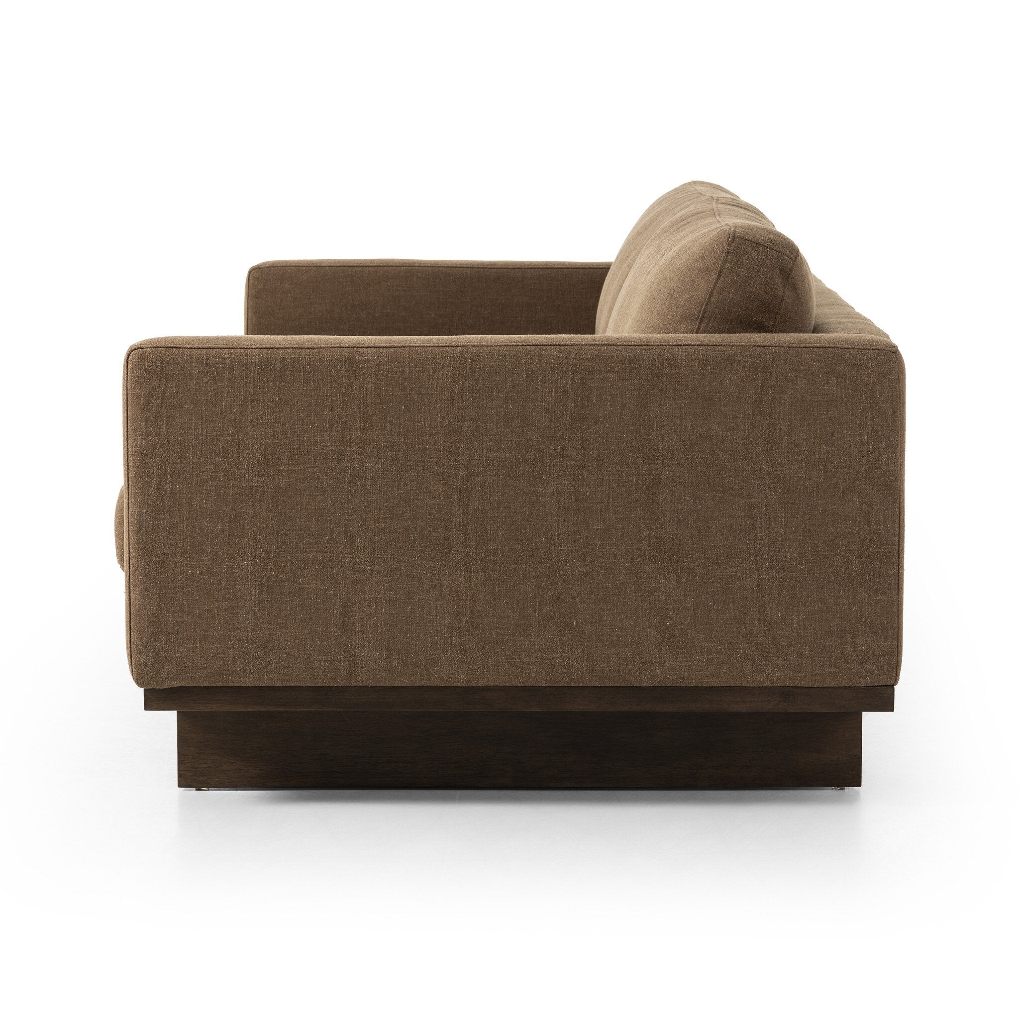 Featuring Everly Antwerp Cafe Sofa by Four Hands at Amethyst Home. Classic goes contemporary. A brown-finished parawood base supports low, deep seating of high-performance fabric, with track arms for a clean touch.Overall Dimensions: 84.00"w x 43.00"d x 32.00"hWeight : 132.28 lbsMaterials : 39% Linen, 35% Cotton, 26% Polyester, Solid Parawood, 100% Polyester. Amethyst Home provides interior design, new construction, custom furniture, and area rugs in the Houston metro area