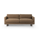 Featuring Everly Antwerp Cafe Sofa by Four Hands at Amethyst Home. Classic goes contemporary. A brown-finished parawood base supports low, deep seating of high-performance fabric, with track arms for a clean touch.Overall Dimensions: 84.00"w x 43.00"d x 32.00"hWeight : 132.28 lbsMaterials : 39% Linen, 35% Cotton, 26% Polyester, Solid Parawood, 100% Polyester. Amethyst Home provides interior design, new construction, custom furniture, and area rugs in the Portland metro area
