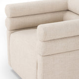 Featuring Evie Hampton Cream Swivel Chair by Four Hands at Amethyst Home. Atop a 360-degree swivel, cleanly shaped seating is upholstered in cream-colored performance fabric, for a sensible spin on modern styling.Overall Dimensions: 32.25"w x 30.00"d x 26.75"hWeight : 87.08 lbsMaterials : 97% Polyester, 2% Viscose (Rayon), 1% Flax/Linen, Poplar Plywood, 100% Polyester. Amethyst Home provides interior design, new construction, custom furniture, and area rugs in the Omaha metro area