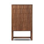 Featuring Ezri Cocoa Oak Cabinet by Four Hands at Amethyst Home. Made from solid oak and finished in a rich cocoa, tall cabinetry is carved with a unique grid-like pattern, for an organic look and textural touch. Interior shelving made from solid mango brings bonus storage to any room. Subtle variations in natural wood graining to be expected.Overall Dimensions: 45.00"w x 18.00"d. Amethyst Home provides interior design, new construction, custom furniture, and area rugs in the Washington metro area