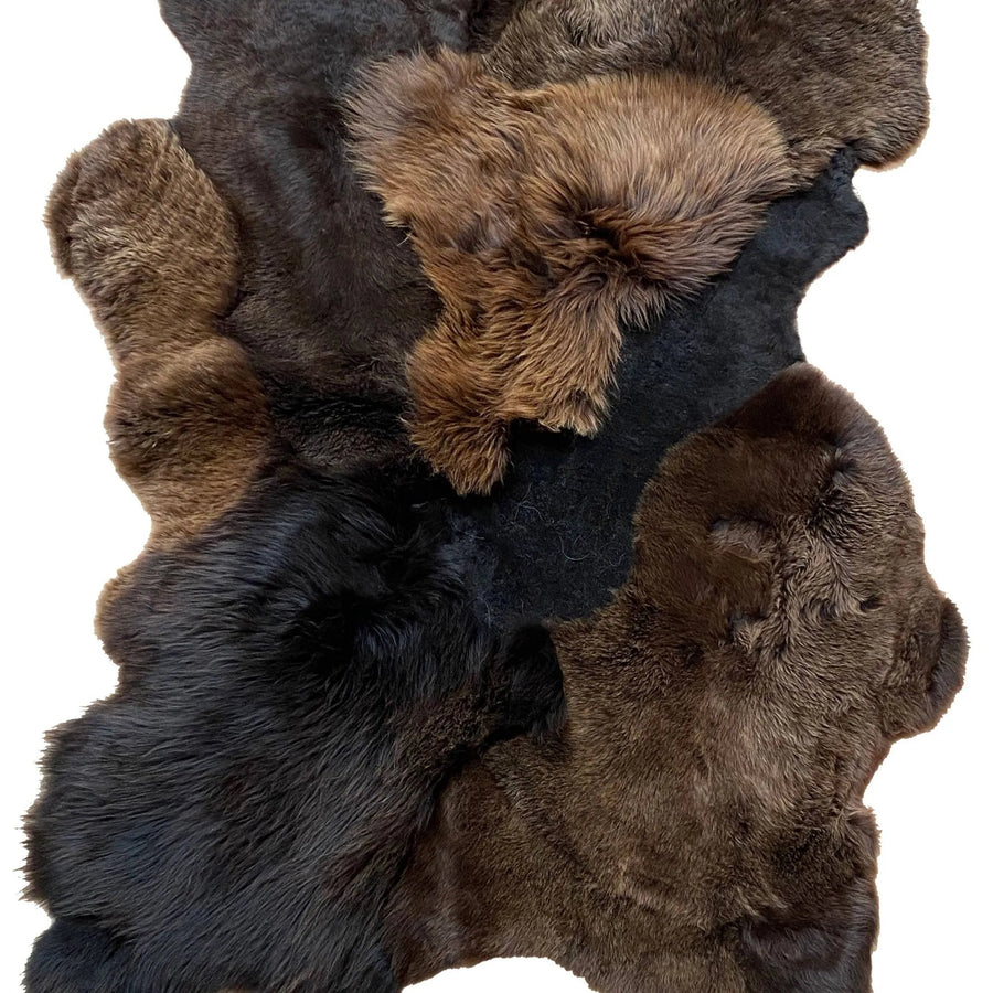 Sheepskin Carpet Patchwork Brown