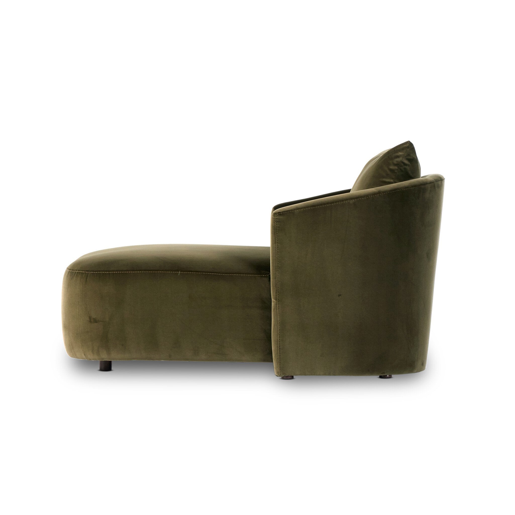 Featuring Joslyn Surrey Olive Chaise Lounge by Four Hands at Amethyst Home. Thick, soft velvet and modern organic curves make this an unforgettable piece.  Perfect for a relaxing corner or pair together for the ultimate movie hangout.Overall Dimensions: 39.00"w x 58.50"d x 33.50"hWeight : 81.57 lbsMaterials : 76.8% Cotton, 23.2% Polyester, Pine Plywood, Solid Pine. Amethyst Home provides interior design, new construction, custom furniture, and area rugs in the Park City metro area