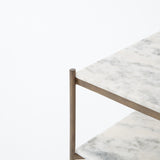 Featuring Tatum Antique Brass Rectangular Bar Cart by Four Hands at Amethyst Home. Entertain with style.  Beautiful natural marble shelves with a brass frame instantly infuses your space with style.Overall Dimensions: 30.00"w x 16.00"d x 36.25"hWeight : 85.98 lbsMaterials : Iron, Solid Marble. Amethyst Home provides interior design, new construction, custom furniture, and area rugs in the Newport Beach metro area