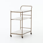 Featuring Tatum Antique Brass Rectangular Bar Cart by Four Hands at Amethyst Home. Entertain with style.  Beautiful natural marble shelves with a brass frame instantly infuses your space with style.Overall Dimensions: 30.00"w x 16.00"d x 36.25"hWeight : 85.98 lbsMaterials : Iron, Solid Marble. Amethyst Home provides interior design, new construction, custom furniture, and area rugs in the Park City metro area