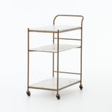Featuring Tatum Antique Brass Rectangular Bar Cart by Four Hands at Amethyst Home. Entertain with style.  Beautiful natural marble shelves with a brass frame instantly infuses your space with style.Overall Dimensions: 30.00"w x 16.00"d x 36.25"hWeight : 85.98 lbsMaterials : Iron, Solid Marble. Amethyst Home provides interior design, new construction, custom furniture, and area rugs in the Park City metro area