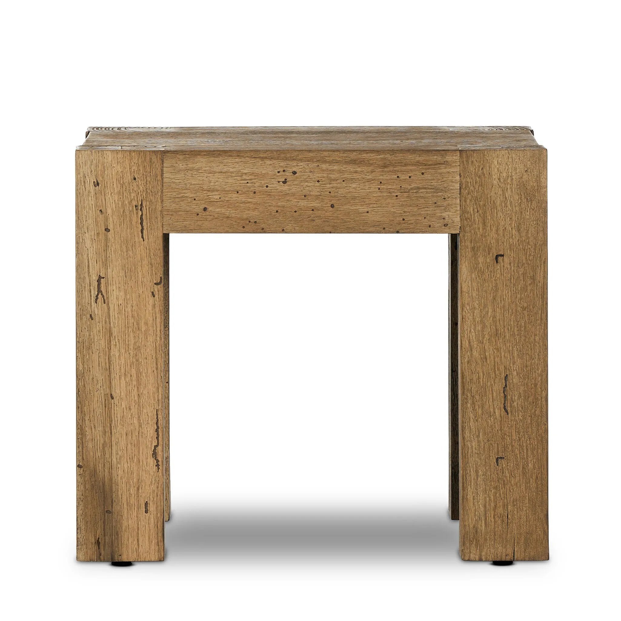 Featuring Abaso Rustic Wormwood Oak  End Table by Four Hands at Amethyst Home. Made from thick-cut oak veneer with a faux rustic finish made to emulate wormwood, this end table features chunky squared legs and dovetail joinery detailing.
Overall Dimensions: 22.5" L x 22.5 " W x 20.0" H
Materials: Thick Oak Veneer, Engineered HardwoodWeight: 39.86 lbs. Amethyst Home provides interior design, new home construction design consulting, vintage area rugs, and lighting in the Seattle metro area.