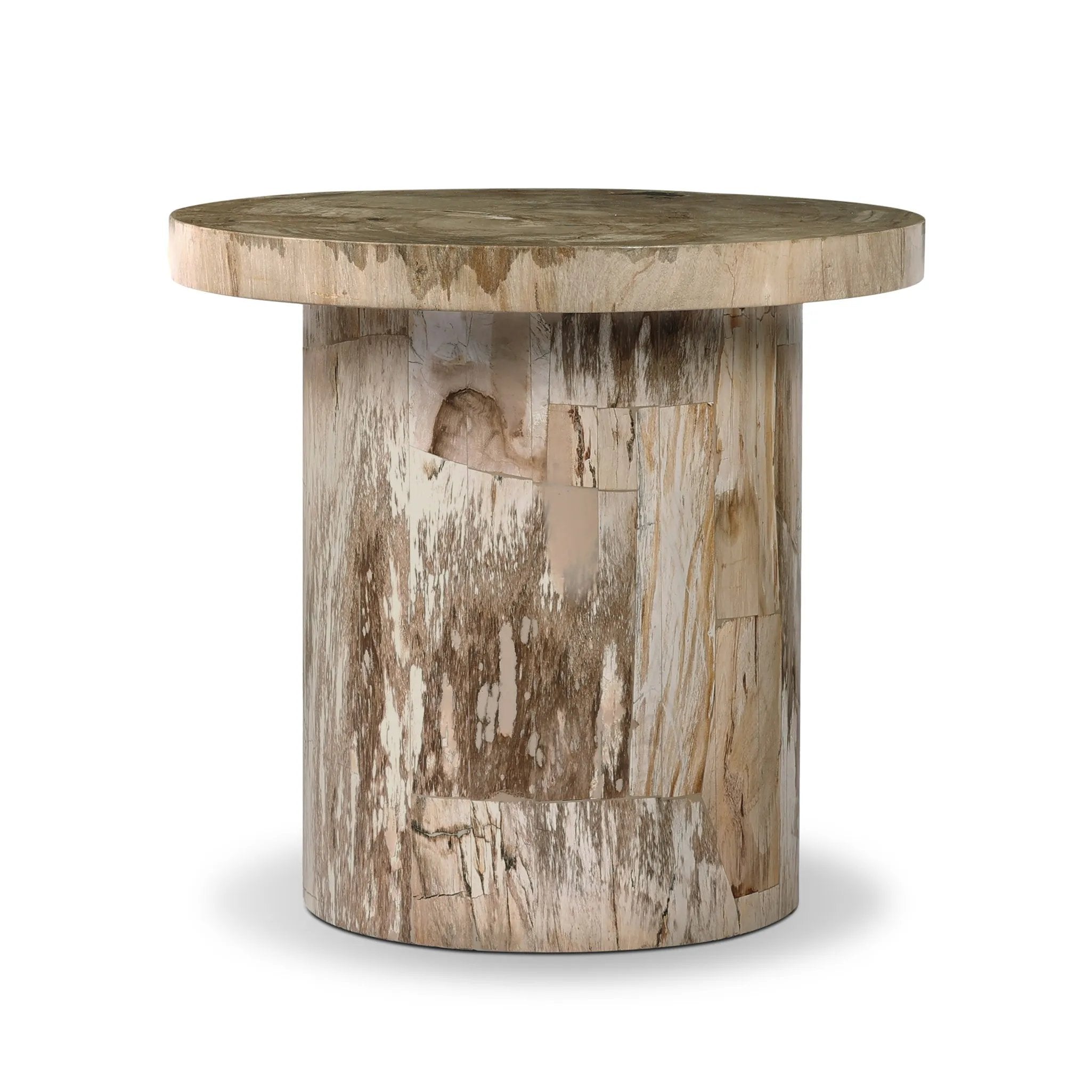 Featuring Aida Light Petrified Wood End Table by Four Hands at Amethyst Home. A perfectly scaled end table of petrified wood is an instant head turner, bringing an earthen look to your space.Overall Dimensions: 24.00"w x 24.00"d x 22.00"hWeight : 124.56 lbsMaterials: Petrified Wood. Amethyst Home provides interior design, new home construction design consulting, vintage area rugs, and lighting in the Kansas City metro area.