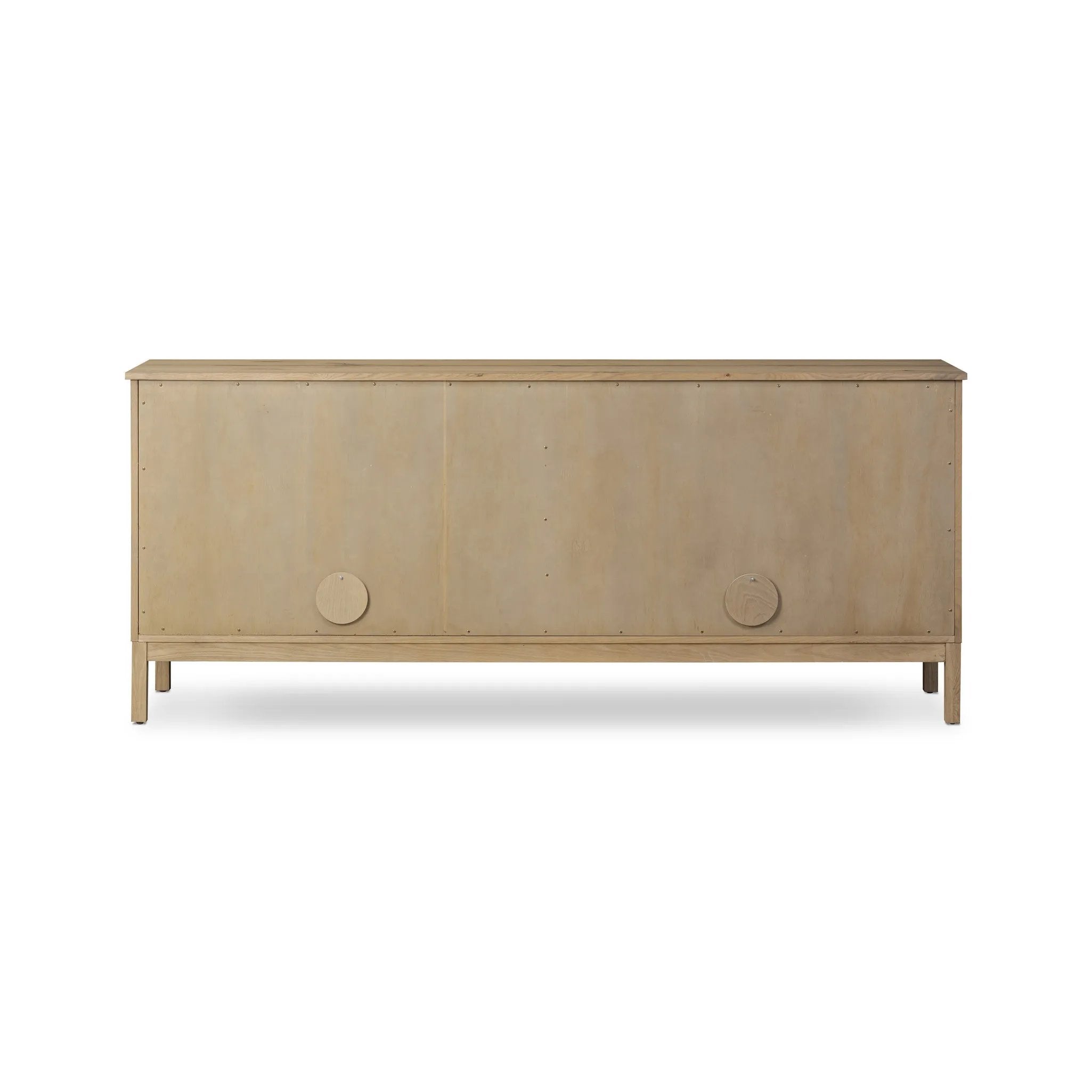 Featuring Alessio Aged Natural Oak Veneer Sideboard by Four Hands at Amethyst Home. An aged finish plays up oak's natural wood grain, while grid-like patterned doors bring dimension to clean lines. Interior shelving awaits storage of serveware, table linens and more.Overall Dimensions: 82.00"w x 20.00"d x 34.75"hWeight : 203.93 lbsMaterials: Thick Oak V. Amethyst Home provides interior design, new home construction design consulting, vintage area rugs, and lighting in the Newport Beach metro area.