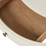 Featuring Amelia Ivory Painted Linen Oval Nightstand by Four Hands at Amethyst Home. Uniquely made from ivory-painted linen, a beautifully curved nightstand shapes four drawers for generous bedside storage.Overall Dimensions: 26.00"w x 20.00"d x 24.00"hWeight : 87.08 lbsMaterials: Painted Linen, Engineered Hardwood. Amethyst Home provides interior design, new home construction design consulting, vintage area rugs, and lighting in the Dallas metro area.