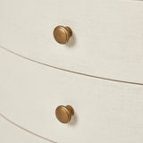 Featuring Amelia Ivory Painted Linen Oval Nightstand by Four Hands at Amethyst Home. Uniquely made from ivory-painted linen, a beautifully curved nightstand shapes four drawers for generous bedside storage.Overall Dimensions: 26.00"w x 20.00"d x 24.00"hWeight : 87.08 lbsMaterials: Painted Linen, Engineered Hardwood. Amethyst Home provides interior design, new home construction design consulting, vintage area rugs, and lighting in the Los Angeles metro area.