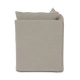 Featuring Andre Slipcovered Linen Dining Banquette Corner by Four Hands at Amethyst Home. This Andre Broadway Stone Slipcover Dining Corner Piece is the perfect solution for your dining needs. With its versatile design and comfortable sofa feature, it offers both style and functionality. Made with quality materials, it provides durability and long-lasting . Amethyst Home provides interior design, new home construction design consulting, vintage area rugs, and lighting in the Alpharetta metro area.