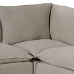 Featuring Andre Broadway Stone  Slipcover Dining Banquette by Four Hands at Amethyst Home. Expertly crafted with a sleek shape and supportive cushioning, the Andre Shape 131" - Broadway Stone sofa adds sophisticated style to any dining space. Available in L shape, this slipcover dining banquette provides maximum comfort and a modern aesthetic. 
Overall D. Amethyst Home provides interior design, new home construction design consulting, vintage area rugs, and lighting in the Laguna Beach metro area.