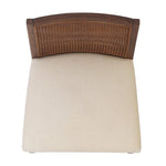 Mixed materials refresh a retro style. Cane frames performance fabric seating with slight distressing, bringing more character to the seat. Performance fabrics are specially created to withstand spills, stains, high traffic and wear, ensuring long-term comfort and unmatched durability. Amethyst Home provides interior design, new home construction design consulting, vintage area rugs, and lighting in the Newport Beach metro area.