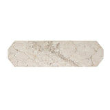 Monolithic and bold, this pedestal-style console table is constructed of precisely cut, creamy brown marble. Angular edges and cut corners bring smooth surface transitions for subtle visual and geometric intrigue Amethyst Home provides interior design, new home construction design consulting, vintage area rugs, and lighting in the Salt Lake City metro area.