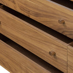 Featuring Arturo Natural Walnut Veneer 9 Drawer Dresser by Four Hands at Amethyst Home. Inspired by campaign-style furniture of the 1800s — packable pieces first designed for traveling military use — a simply shaped dresser of natural walnut features a subtly inset top and rounded legs, finished with wooden hardware. This item has been modified to comply with. Amethyst Home provides interior design, new home construction design consulting, vintage area rugs, and lighting in the Seattle metro area.