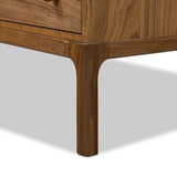 Featuring Arturo Natural Walnut Veneer Chest by Four Hands at Amethyst Home. Inspired by campaign-style furniture of the 1800s — packable pieces first designed for traveling military use — a simply shaped chest of natural walnut features a subtly inset top and rounded legs, finished with wooden hardware. This item has been modified to comply with the STUR. Amethyst Home provides interior design, new home construction design consulting, vintage area rugs, and lighting in the Los Angeles metro area.