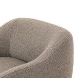 Featuring Audrey Weslie Feather Chair by Four Hands at Amethyst Home. This elevated arm chair features a clean top piece that partially overlaps its bottom counterpart and seamlessly blends the back cushion into the armrests in one fluid form. The seat's legs appear to extend from the seat and back, adding architectural interest. Upholstered in a recycled . Amethyst Home provides interior design, new home construction design consulting, vintage area rugs, and lighting in the Des Moines metro area.