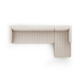 Featuring Augustine Dover Crescent 2-Piece Sectional by Four Hands at Amethyst Home. A dramatically channeled sofa with white linen-blend upholstery offers a crisp, clean look and sumptuous sit. Two-piece sectional with right arm-facing chaise, sized for larger spaces.Left ChaiseOverall Dimensions: 126.00"w x 64.00"d x 26.50"hWeight: 189.59 lbsRight Chais. Amethyst Home provides interior design, new home construction design consulting, vintage area rugs, and lighting in the Kansas City metro area.