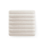 Featuring Augustine Dover Crescent Ottoman by Four Hands at Amethyst Home. Layer in an extra surface or added seating by way of a linen-blend ottoman in a crisp, clean off-white, with dramatic channeling for great texture.Overall Dimensions: 21.50"w x 21.00"d x 18.00"hWeight : 80 lbsMaterials :. Amethyst Home provides interior design, new home construction design consulting, vintage area rugs, and lighting in the Charlotte metro area.