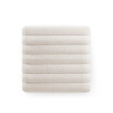 Featuring Augustine Dover Crescent Ottoman by Four Hands at Amethyst Home. Layer in an extra surface or added seating by way of a linen-blend ottoman in a crisp, clean off-white, with dramatic channeling for great texture.Overall Dimensions: 21.50"w x 21.00"d x 18.00"hWeight : 80 lbsMaterials :. Amethyst Home provides interior design, new home construction design consulting, vintage area rugs, and lighting in the Charlotte metro area.