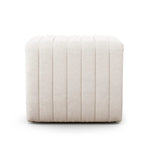 Featuring Augustine Dover Crescent Ottoman by Four Hands at Amethyst Home. Layer in an extra surface or added seating by way of a linen-blend ottoman in a crisp, clean off-white, with dramatic channeling for great texture.Overall Dimensions: 21.50"w x 21.00"d x 18.00"hWeight : 80 lbsMaterials :. Amethyst Home provides interior design, new home construction design consulting, vintage area rugs, and lighting in the Park City metro area.
