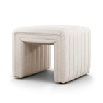 Featuring Augustine Dover Crescent Ottoman by Four Hands at Amethyst Home. Layer in an extra surface or added seating by way of a linen-blend ottoman in a crisp, clean off-white, with dramatic channeling for great texture.Overall Dimensions: 21.50"w x 21.00"d x 18.00"hWeight : 80 lbsMaterials :. Amethyst Home provides interior design, new home construction design consulting, vintage area rugs, and lighting in the San Diego metro area.